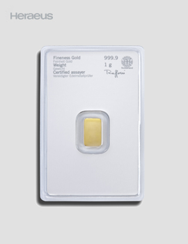 1g Goldbarren Prägebarren – Heraeus