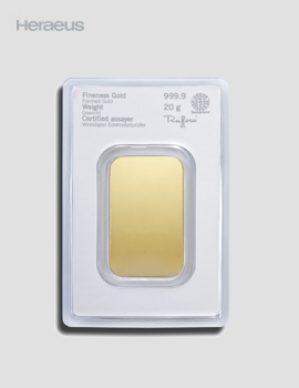 20g Goldbarren Prägebarren – Heraeus
