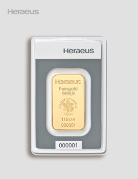 1 Unze Goldbarren Prägebarren – Heraeus