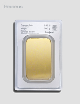 100g Goldbarren Prägebarren – Heraeus