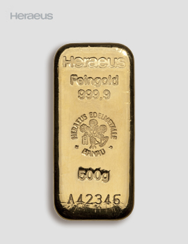 500g Goldbarren Gussbarren – Heraeus