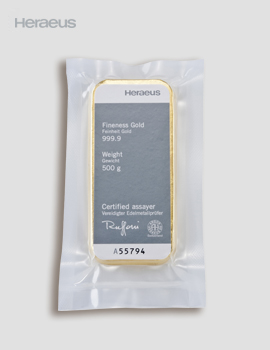 500g Goldbarren Gussbarren – Heraeus