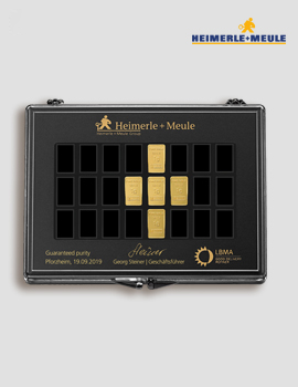 1g Goldbarren mit Sammelbox – Heimerle + Meule