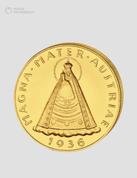 100 Schilling Goldmünze Magna Mater Austriae 1935–1938 – Münze Österreich
